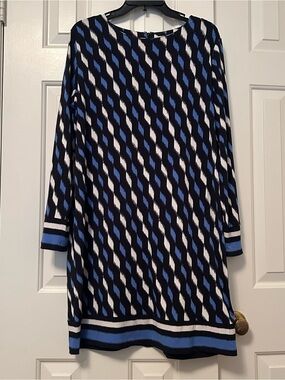Michael Kors Women's Long Sleeve Geometric Knee-Length Sheath Dress Size XL